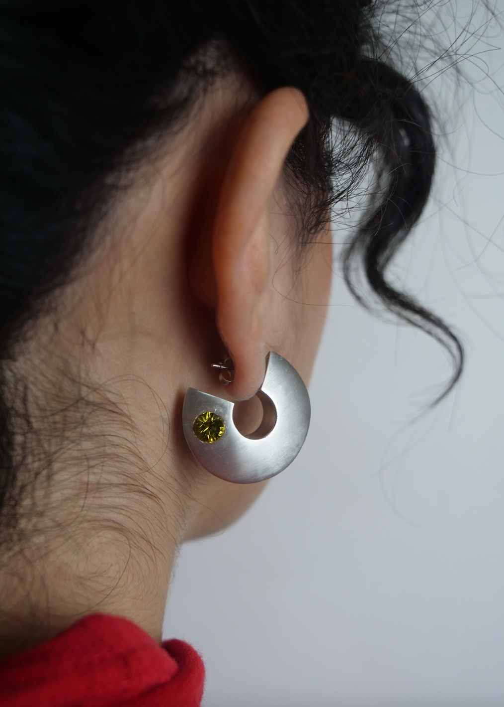 Boucle d'oreille - "Circular yellow crystals"