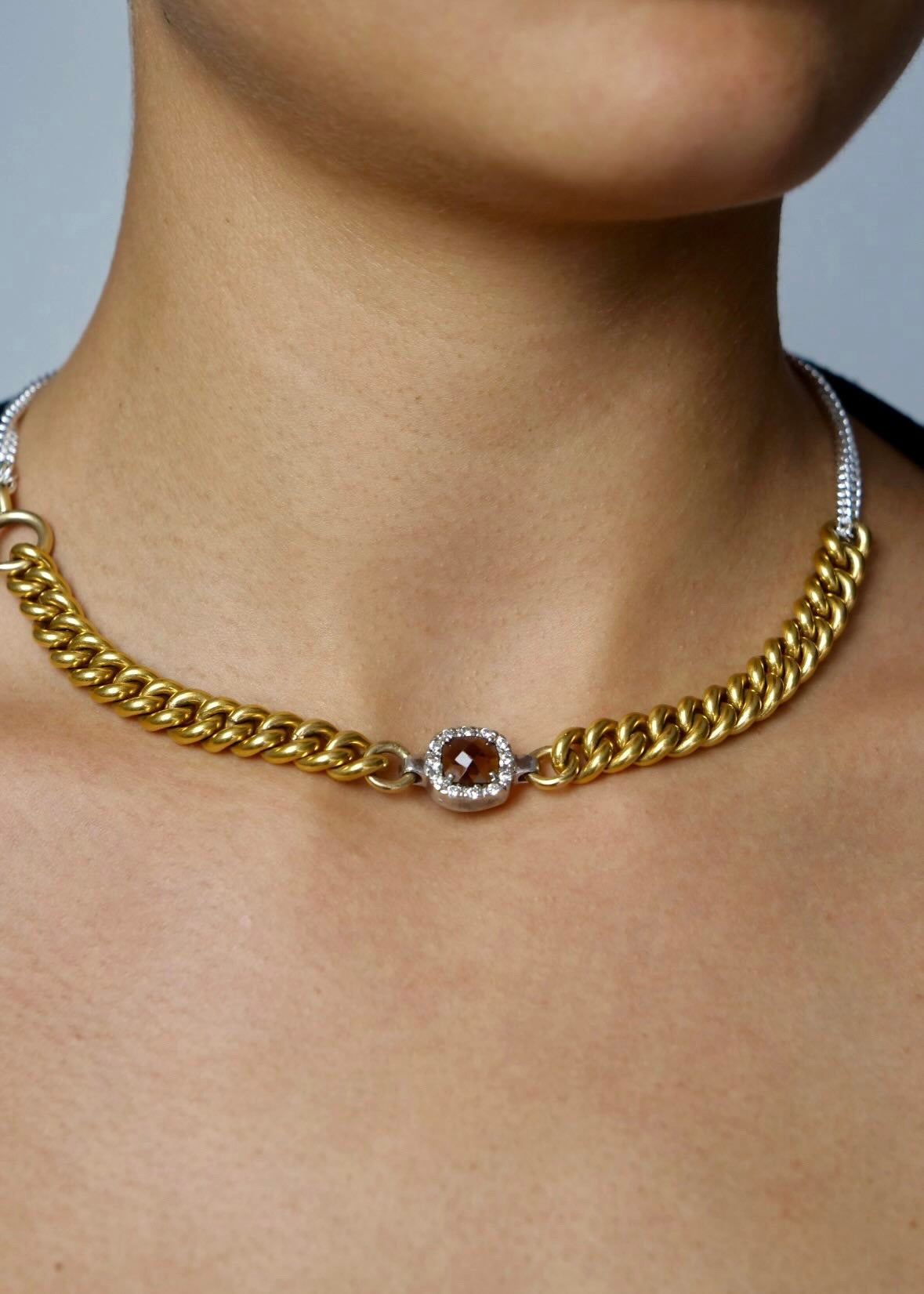 Collier - "Le cristal" plaqué or et argent 925