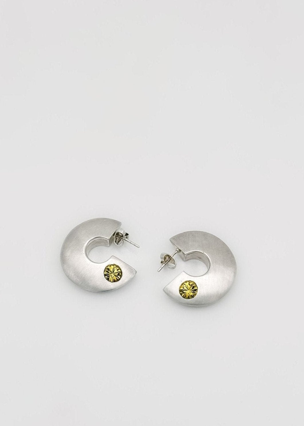 Boucle d'oreille - "Circular yellow crystals"