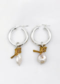 Earring - "The big corals" - Large hoop earrings, freshwater pearls and gold-plated fragments