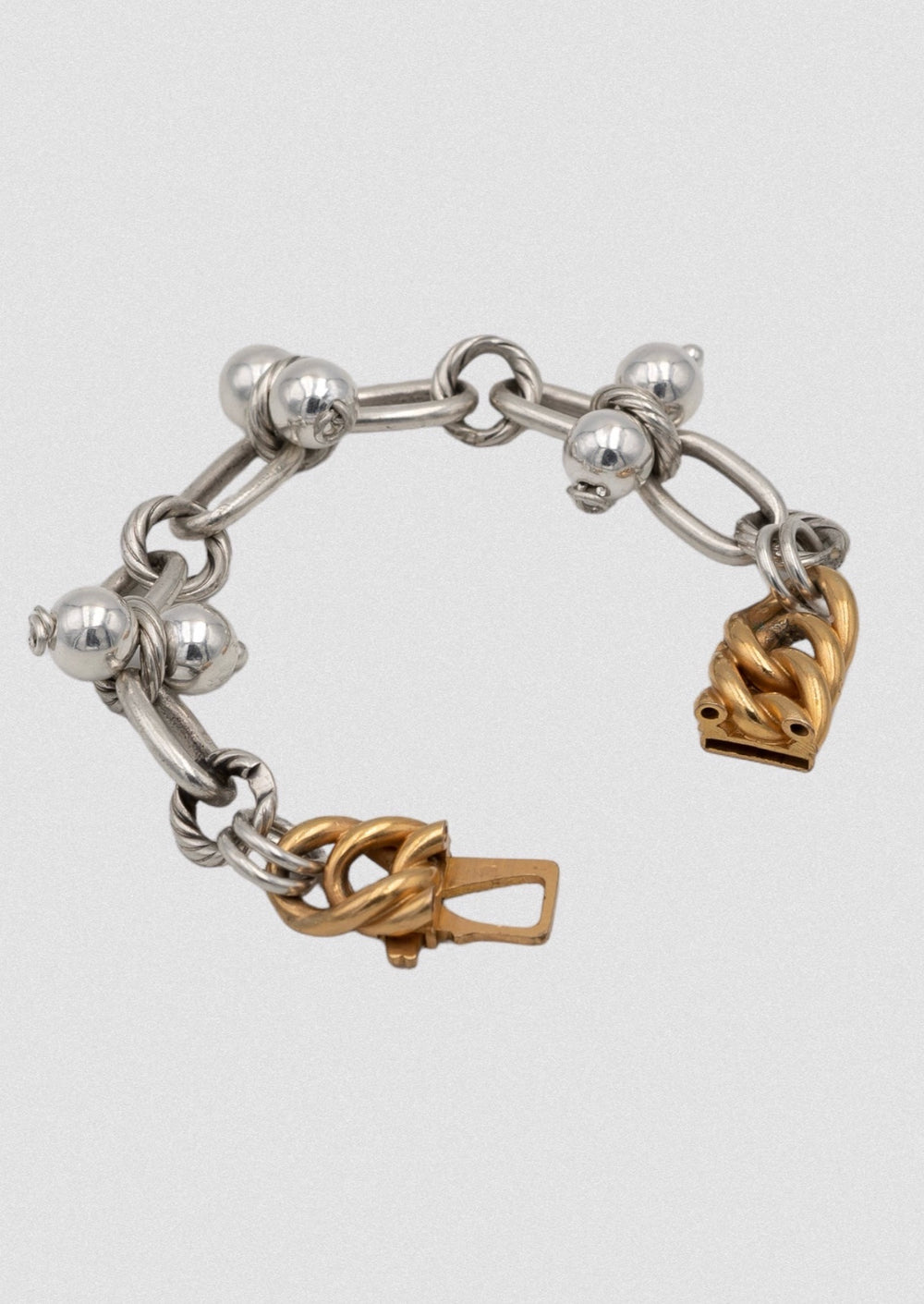 Bracelet - solid silver, balls, antique clasp