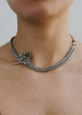 Necklace - Double mesh and flower in agent