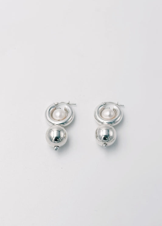 Earring - "The Pendulum" - 925 Silver, White Crystals - Permanent