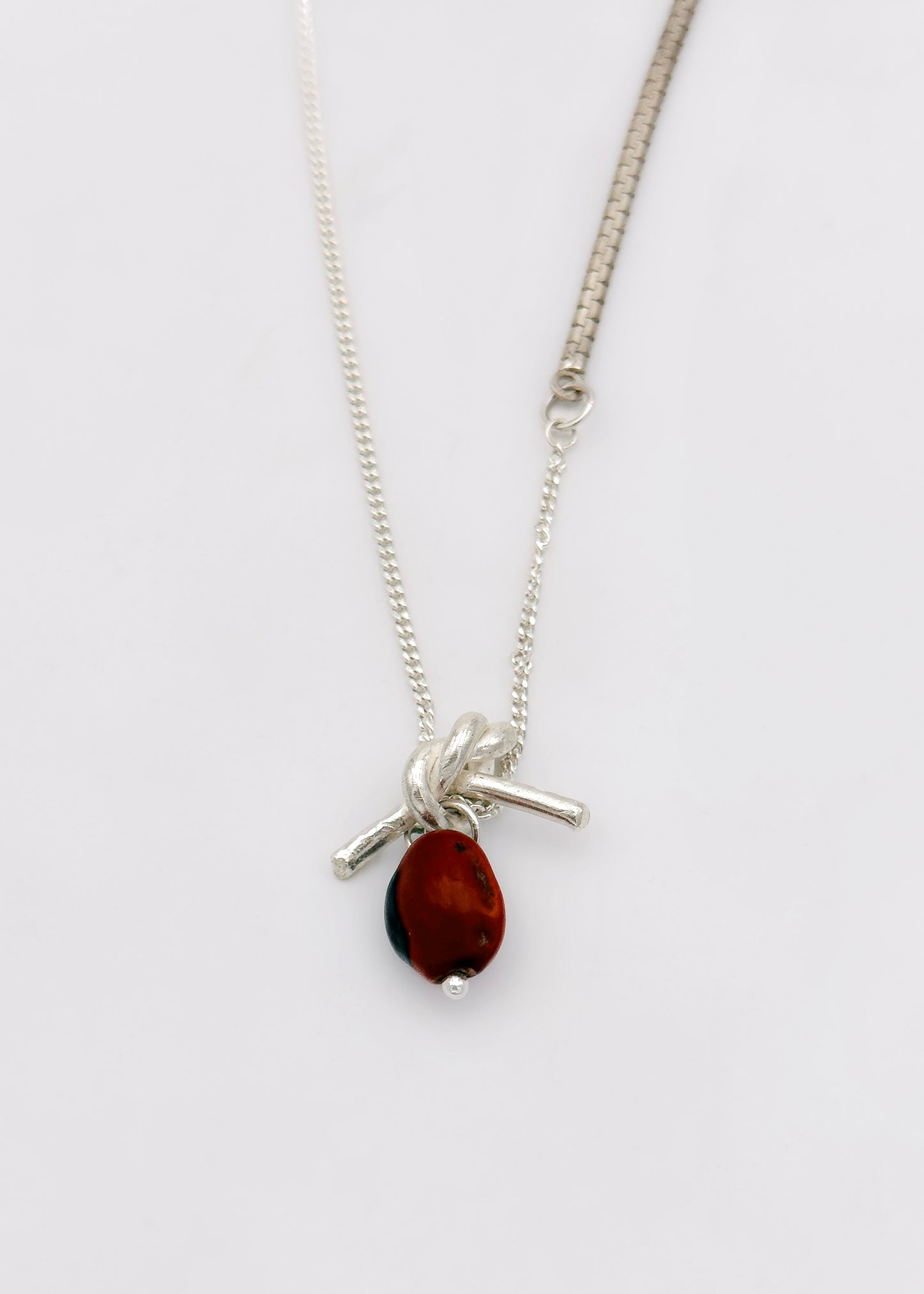 Necklace - Double mesh and flower in agent