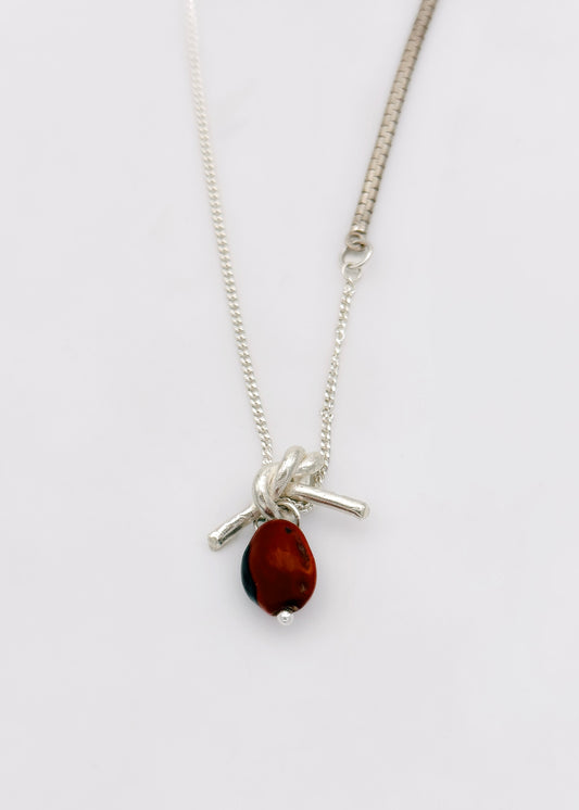 Necklace - Double mesh and flower in agent